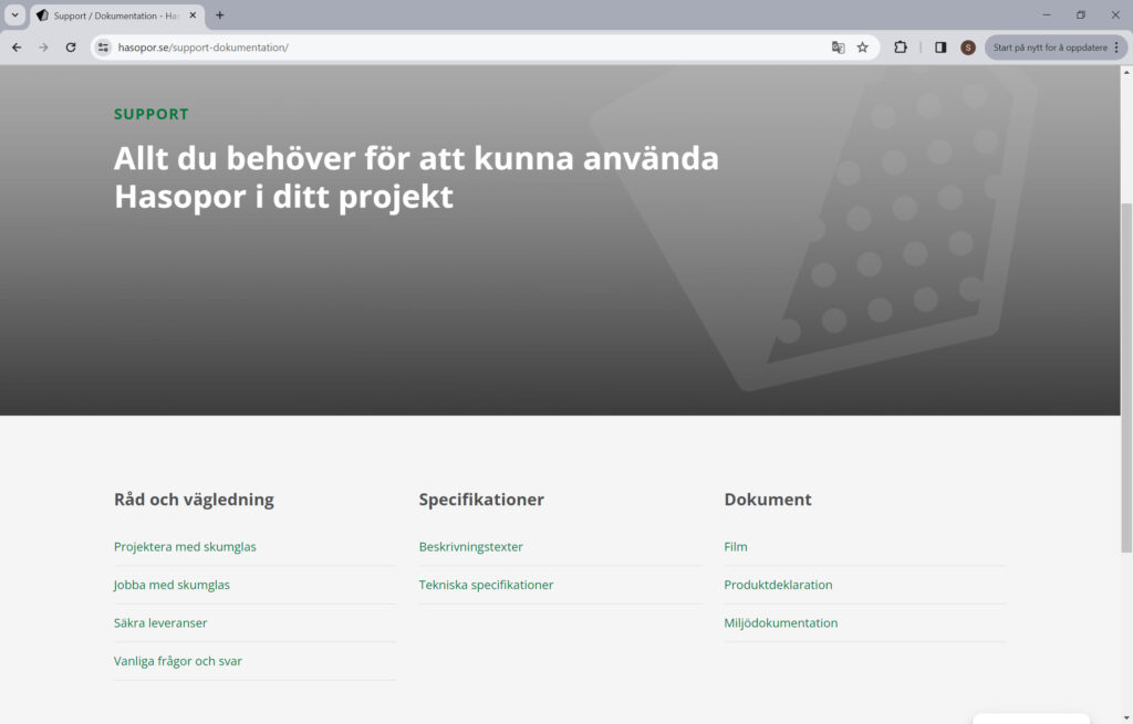 Ny sida med all dokumentation